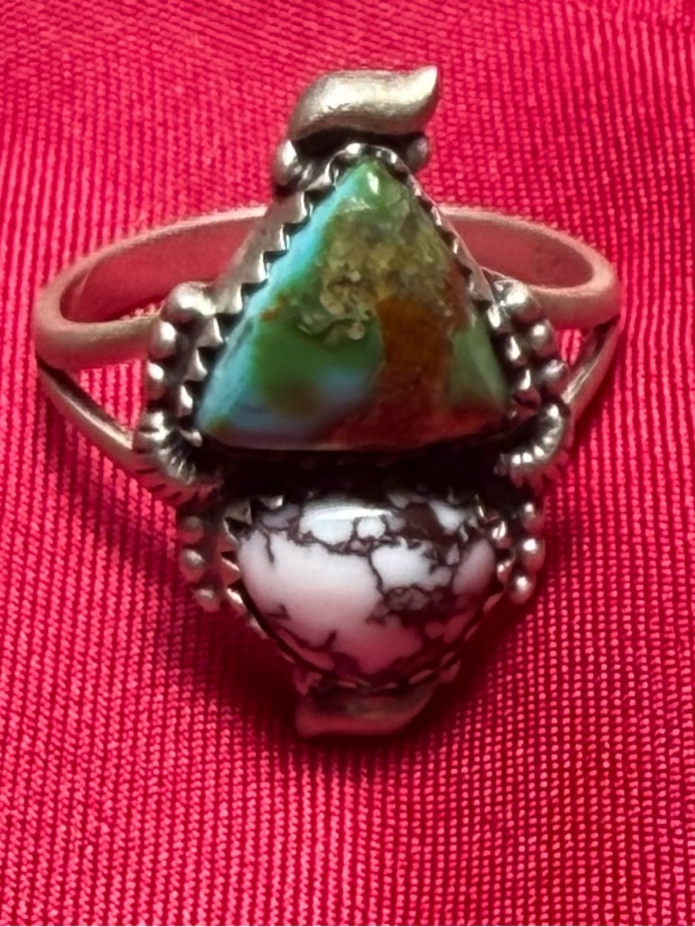 Matte Sterling Silver Turquoise Statement Ring Size 8 | Southwest Artisan Style